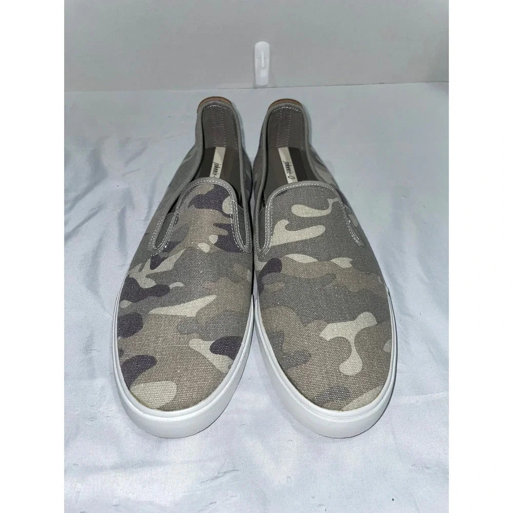 Johnnie-O Mens Camo Canvas Slip On Sneakers Grey Olive Camouflage Loafers